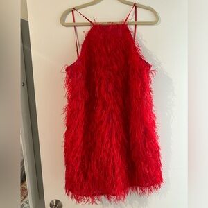 Red Feather Mini Dress